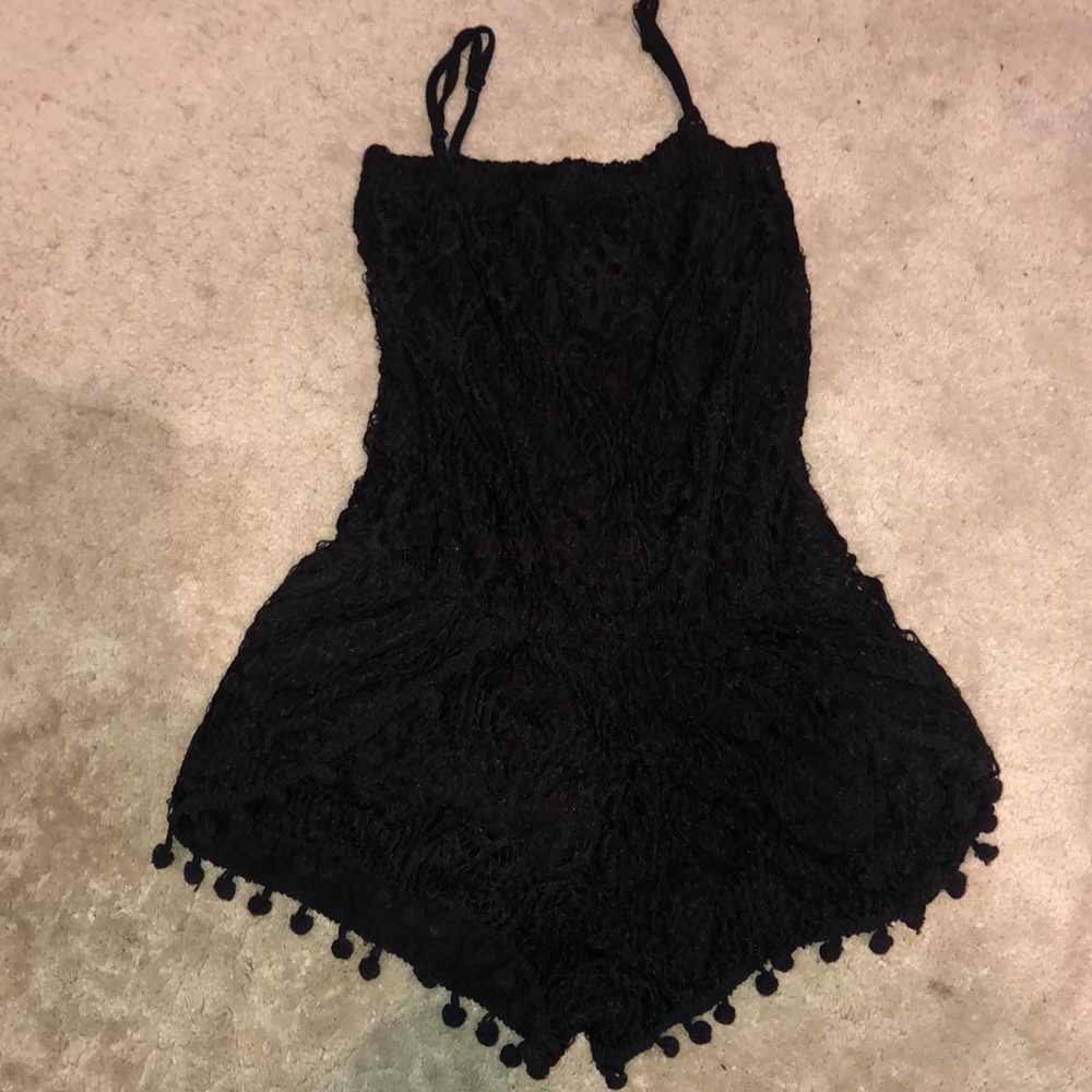 Black Lace Girls Romper - Flowers By Zoe - Size S